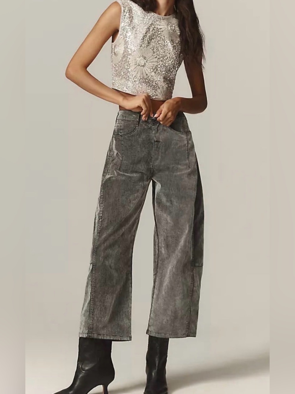 Pilcro Kenna Mid-Rise Velvet Heritage Barrel Jeans  32P NWOT